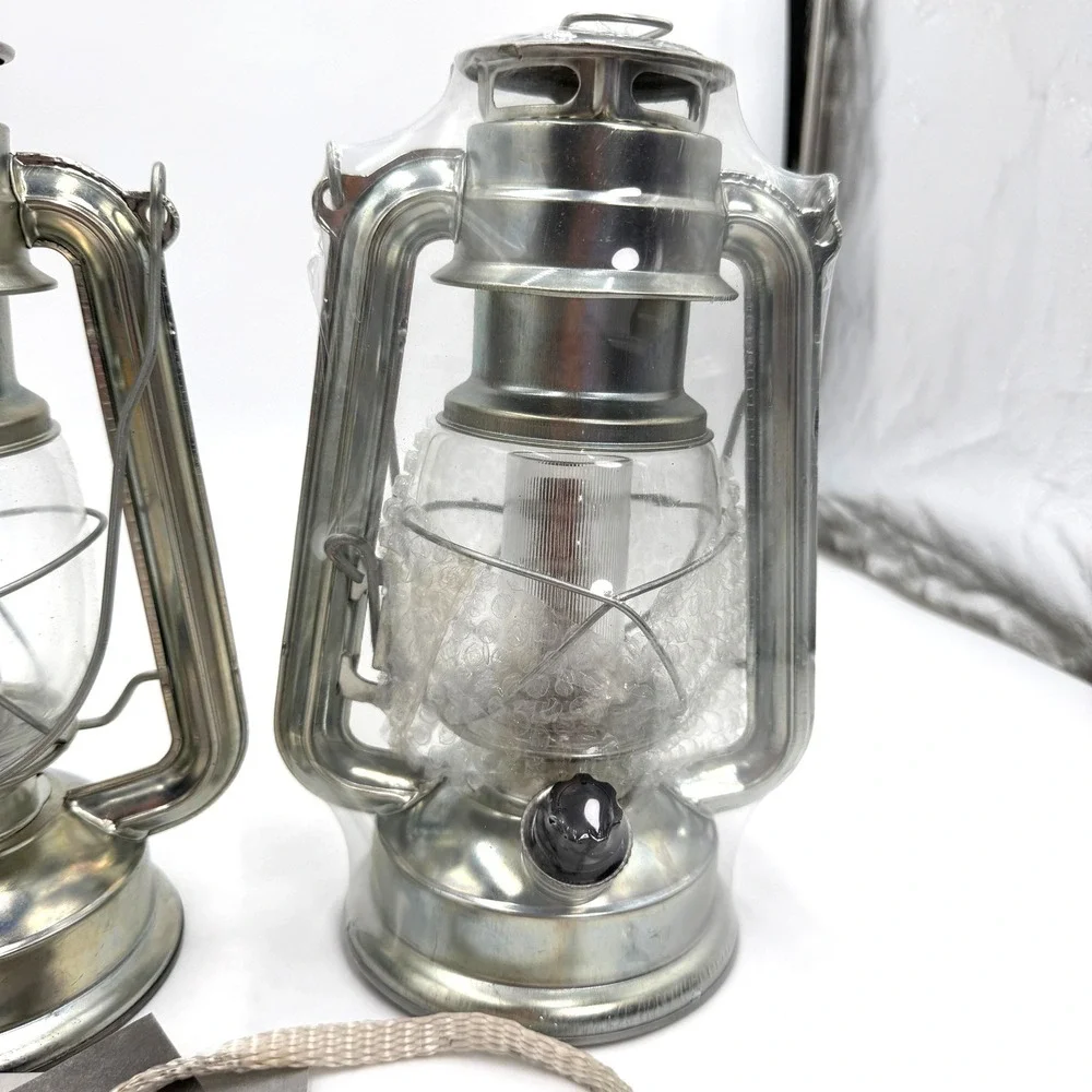 Vintage LED Lantern Set of 2 Silver Northpoint Home Collection
